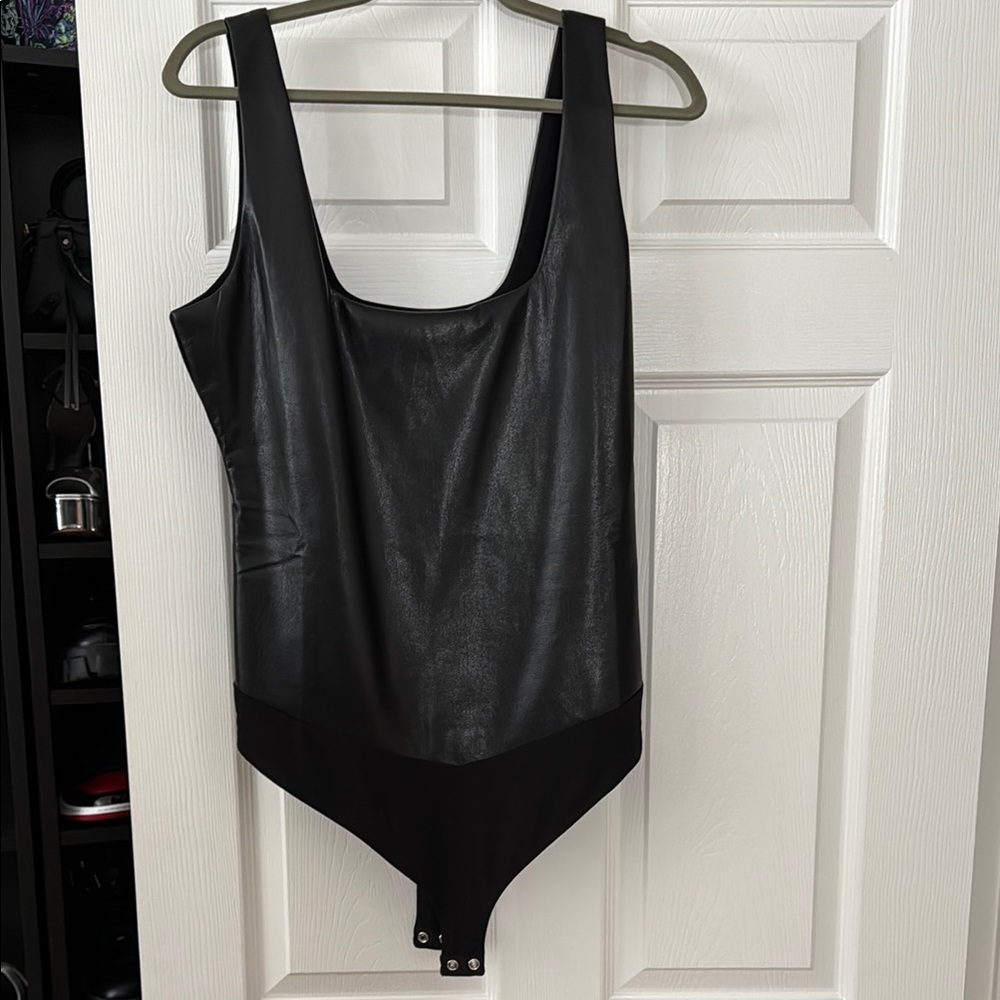Good American Faux leather Black Bodysuit